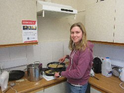 Head chef Helen cooking pancakes