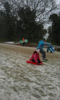 Dan tries sledging without a sledge