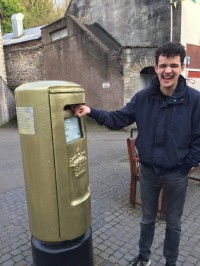 James pretending to post a letter